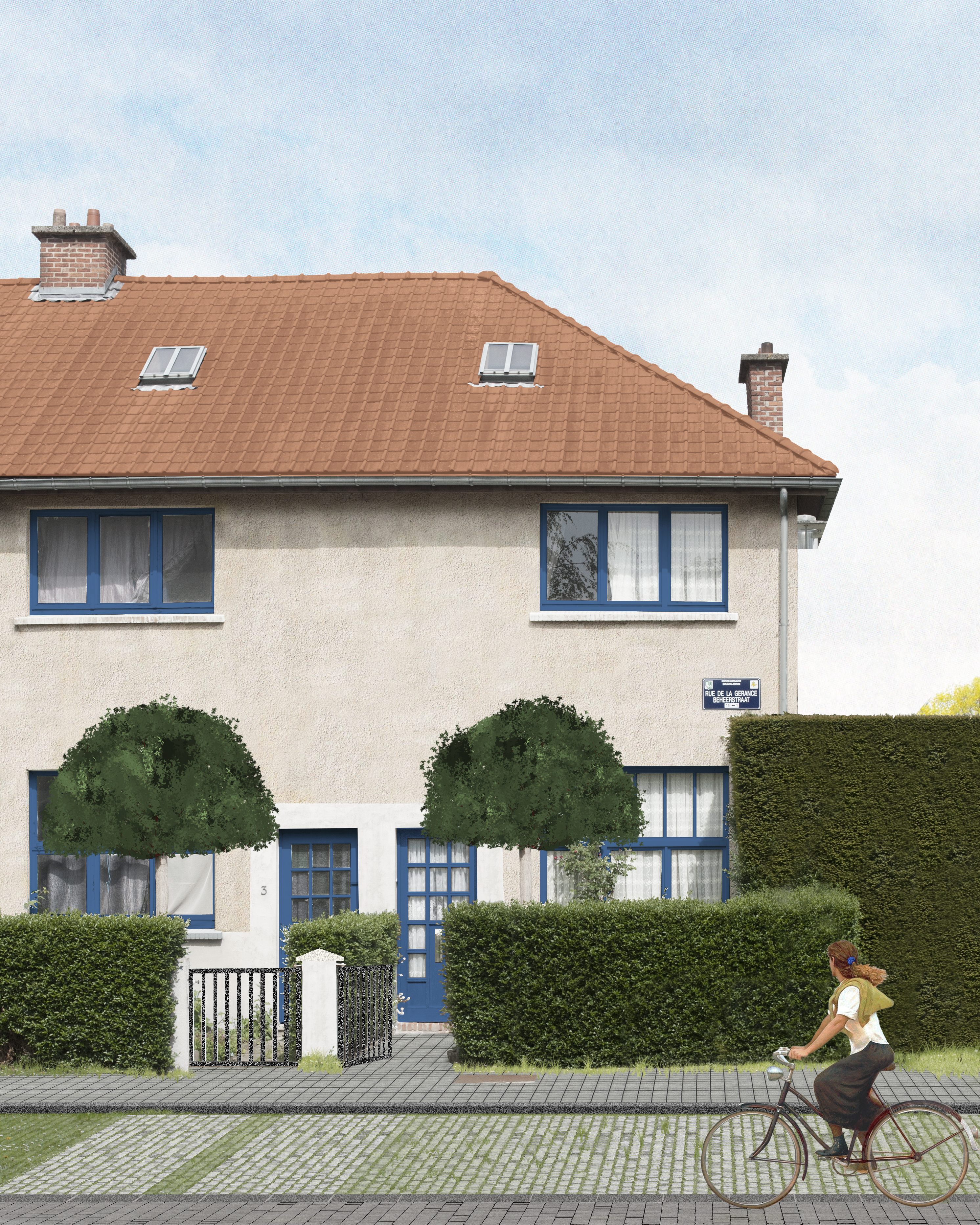 Vue extérieure d'une typologie rénovée rue de la Gérance