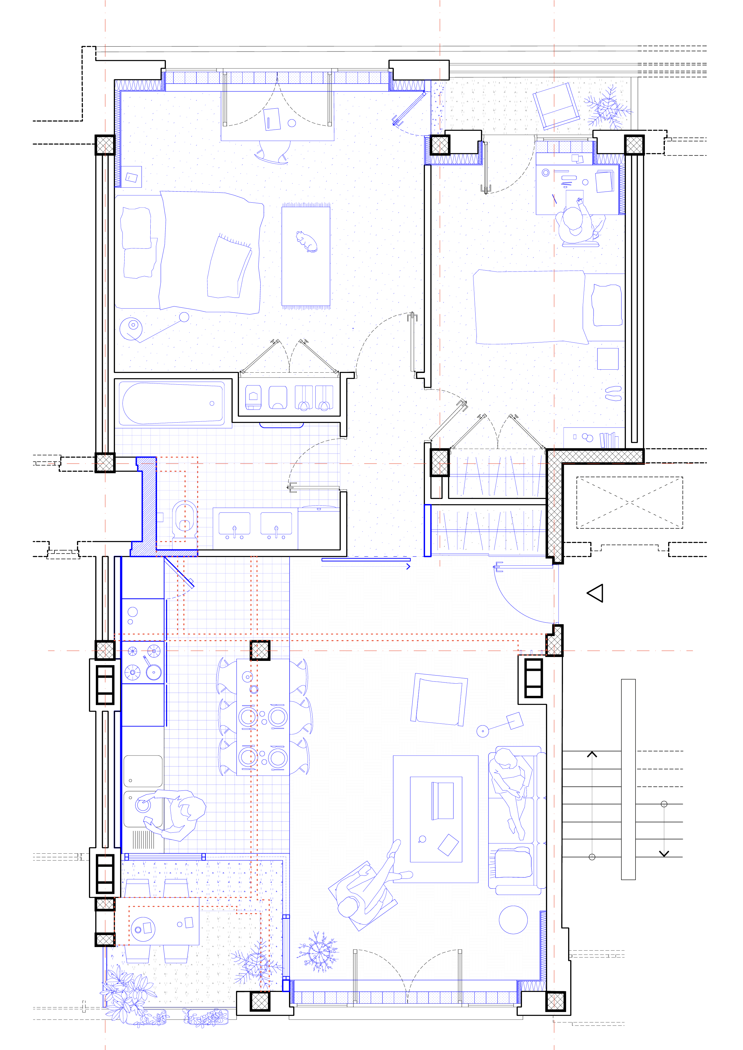 Plan d'un appartement 2ch