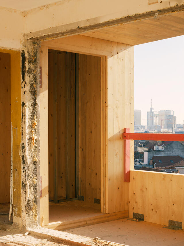 Photo de l'intérieur des extensions en CLT
