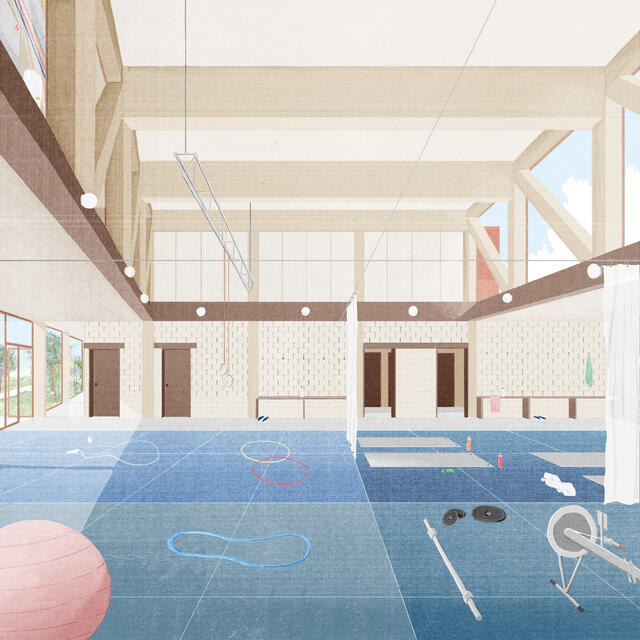 Illustration depuis la halle sportive