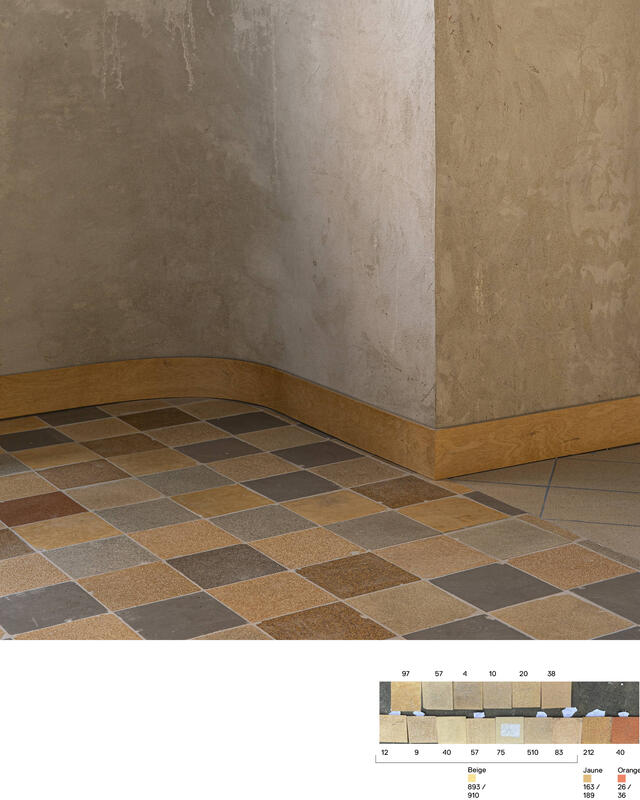 photo d'une composition de carrelage de réemploi