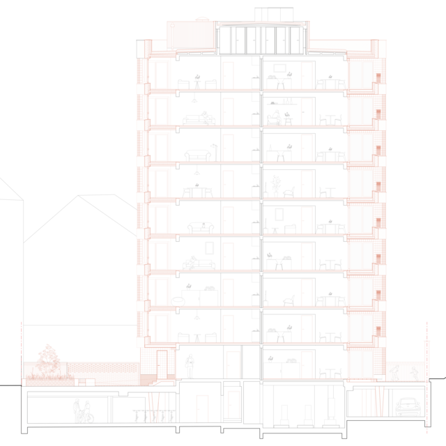 Coupe (AA) du projet 